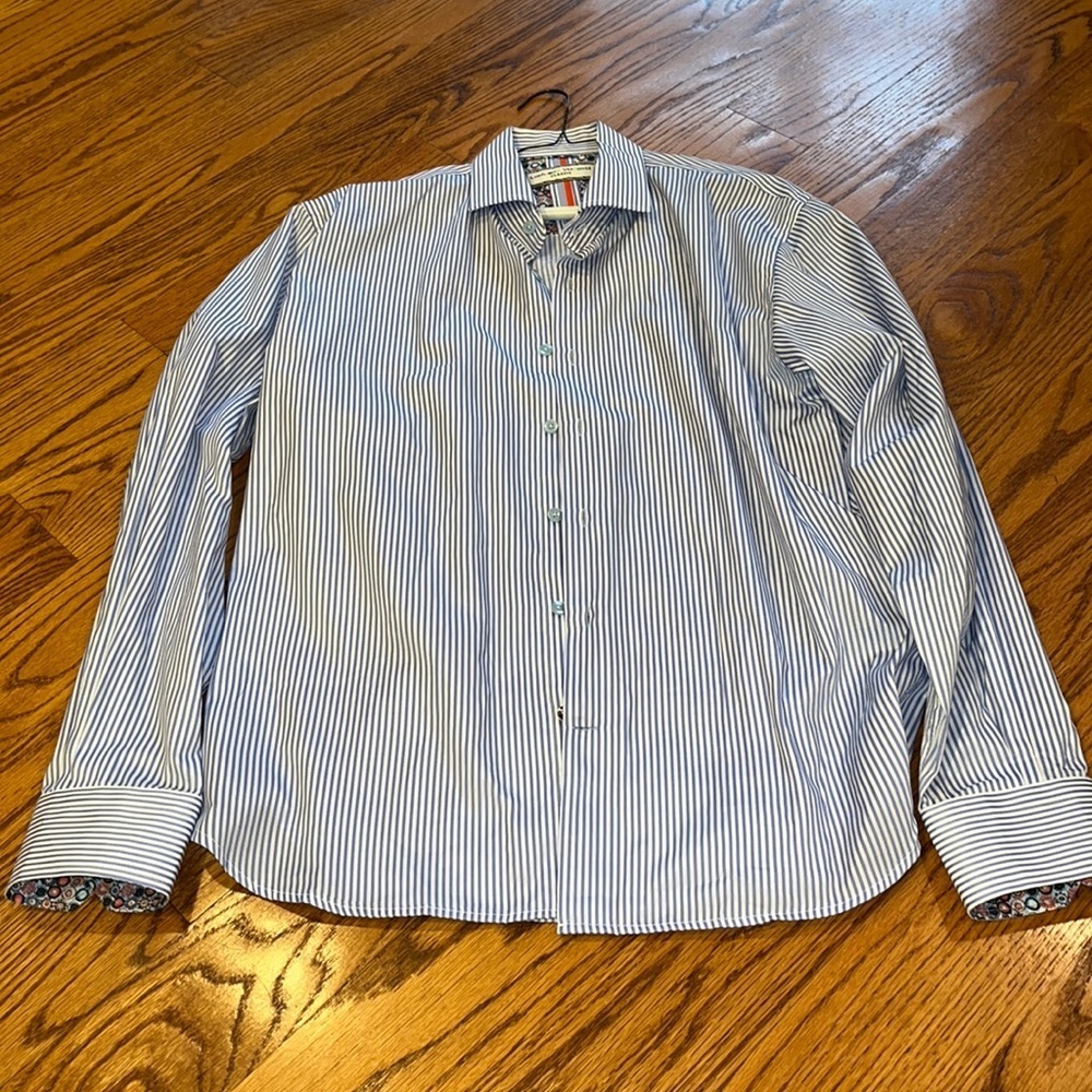 Luchiano Visconti Men’s Striped Dress Shirt Size XL 17-17.5